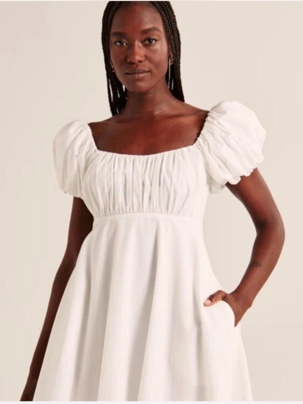 NWT Abercrombie & Fitch Ruched Puff Sleeve Mini Dress
